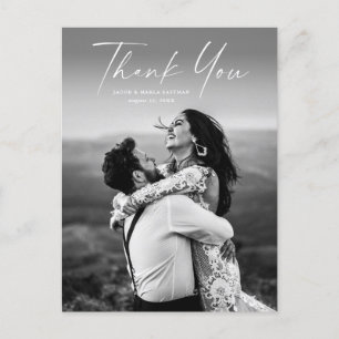 Moderne Schrift Foto Hochzeit Danke Postkarte