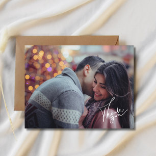 Moderne Schrift Foto Hochzeit Danke Postkarte