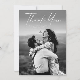 Moderne Schrift Foto-Hochzeit Dankeskarte