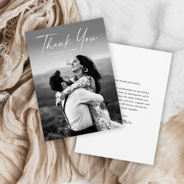 Moderne Schrift Foto-Hochzeit Dankeskarte
