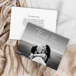 Moderne Schrift Foto-Hochzeit Dankeskarte