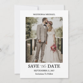 Moderne Schrift Foto Hochzeit Termin vormerken Einladung
