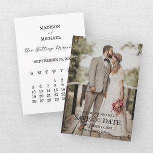 Moderne Schrift Foto Hochzeit Termin vormerken Einladung