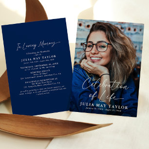 Moderne Schrift Foto Lebensfeier Trauerfeier Einladung