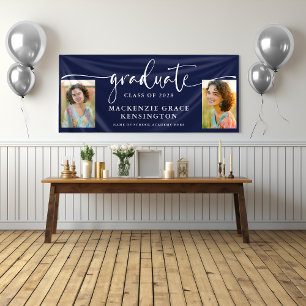 Moderne Schrift Foto Marineblau Abschlussfeier Banner