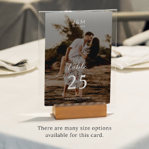 Moderne Schrift Foto Monogramm Hochzeit Tisch Numm