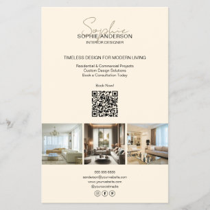 Moderne Schrift Foto QR Creme Professional Geschäf Flyer