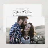 Moderne Schrift Foto Verschiebung Hochzeit Save The Date (Vorne/Hinten)