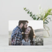 Moderne Schrift Foto Verschiebung Hochzeit Save The Date (Stehend Vorderseite)