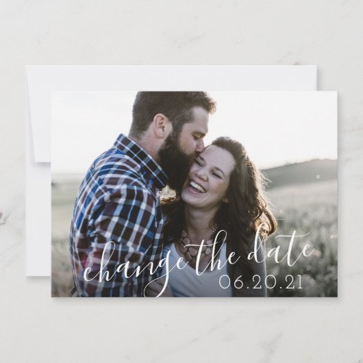Moderne Schrift Foto Verschiebung Hochzeit Save The Date (Vorderseite)