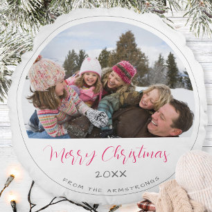 Moderne Schrift Foto Weihnachtsandenken Rundes Kissen