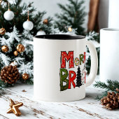 Moderne Schrift frohe und helle farbenfrohe Weihna Zweifarbige Tasse
