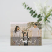 Moderne Schrift, frohe Weihnachten Familienferien Postkarte (Stehend Vorderseite)