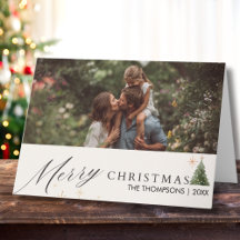 Moderne Schrift Frohe Weihnachten Familienfoto Ben