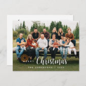 Moderne Schrift, frohe Weihnachten Familiennachte Postkarte (Vorne/Hinten)