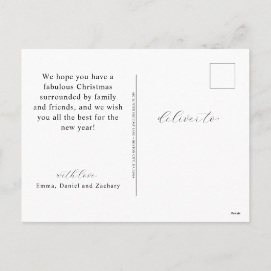 Moderne Schrift Frohe Weihnachten Foto (Rückseite)