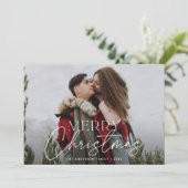 Moderne Schrift Frohe Weihnachten Foto (Stehend Vorderseite)