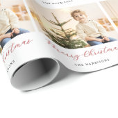 Moderne Schrift Frohe Weihnachten Foto Geschenkpapier (Rolleneckpunkt)