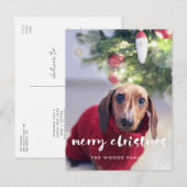 Moderne Schrift Frohe Weihnachten Foto Postkarte (Vorne/Hinten)