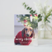 Moderne Schrift Frohe Weihnachten Foto Postkarte (Stehend Vorderseite)