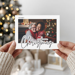 Moderne Schrift Frohe Weihnachten Foto  Postkarte