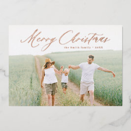 Moderne Schrift Frohe Weihnachten Foto Urlaub Folieneinladung