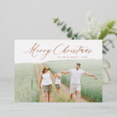 Moderne Schrift Frohe Weihnachten Foto Urlaub Folieneinladung (Stehend vorne)