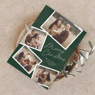 Moderne Schrift Frohe Weihnachten Fotocollage  Magnetkarte