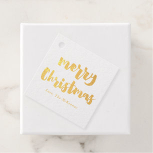 Moderne Schrift Frohe Weihnachten Geschenk Gold Geschenkanhänger