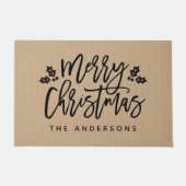 Moderne Schrift Frohe Weihnachten Personalisiert Fußmatte (Vorderseite)
