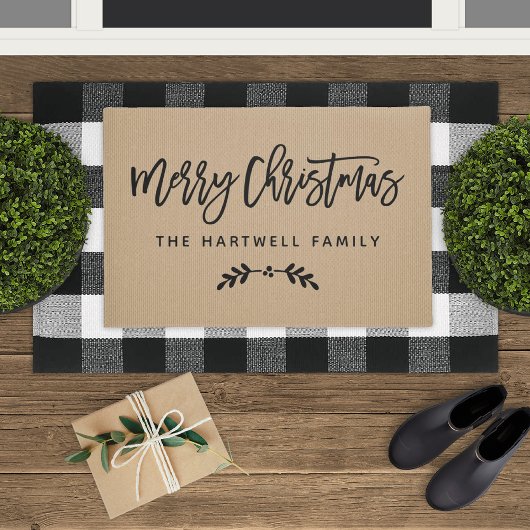 Moderne Schrift Frohe Weihnachten Personalisiert Fußmatte