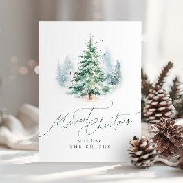 Moderne Schrift Frohester Weihnachtsbaum Feiertagskarte