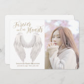 Moderne Schrift für immer im Foto "Herzflügel" Dankeskarte (Vorne/Hinten)