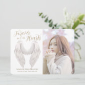 Moderne Schrift für immer im Foto "Herzflügel" Dankeskarte (Stehend Vorderseite)