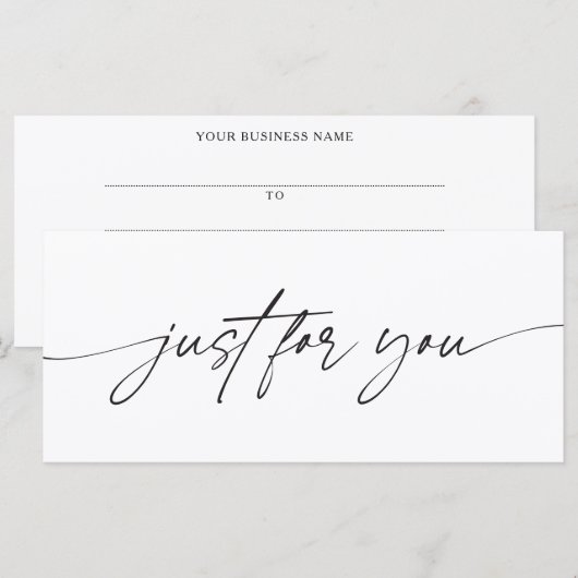 Moderne Schrift Geschenkgutschein für Sie (Vorne/Hinten)