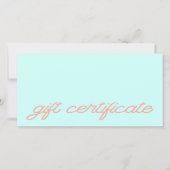 Moderne Schrift Geschenkgutschein Mint (Vorderseite)