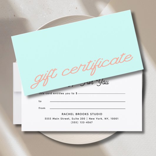 Moderne Schrift Geschenkgutschein Mint