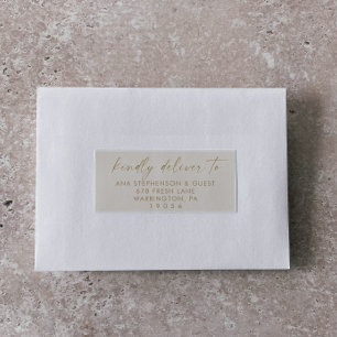 Moderne Schrift Gold Cream Guest Address Labels