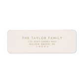 Moderne Schrift | Gold Creme Return Address Label (Vorne)