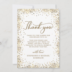 Moderne Schrift Gold Weiß 50. Hochzeitstag Dankeskarte