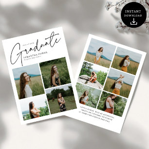 Moderne Schrift Graduiert 10 Foto Collage Abschlus Ankündigung