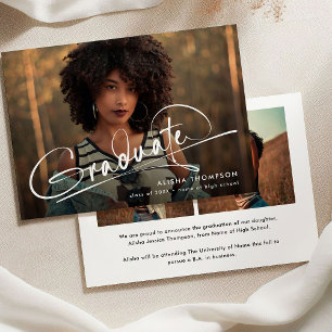 Moderne Schrift Graduiert 3 Foto-Collage Abschluss Ankündigung