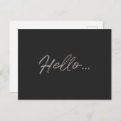 Moderne Schrift | Hallo Black Chalk nur zu sagen Postkarte (Vorne/Hinten)