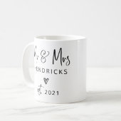 Moderne Schrift | Herr und Frau Wedding gegründet Kaffeetasse (Vorderseite Links)
