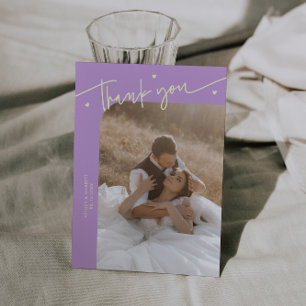 Moderne Schrift Herz Wisteria Hochzeit Dankeskarte