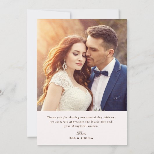 Moderne Schrift Hochzeit Dankeschön Karte (Rückseite)