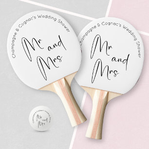 Moderne Schrift Hochzeit Dusche Mr und Mrs Tischtennis Schläger