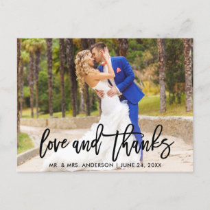 Moderne Schrift Hochzeit Liebe und Dank Postkarte