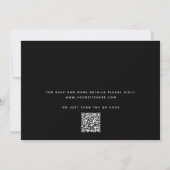 Moderne Schrift Hochzeit + QR Code | Black Minimal Einladung (Rückseite)