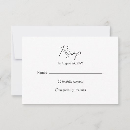 Moderne Schrift Hochzeit RSVP Karte (Vorderseite)